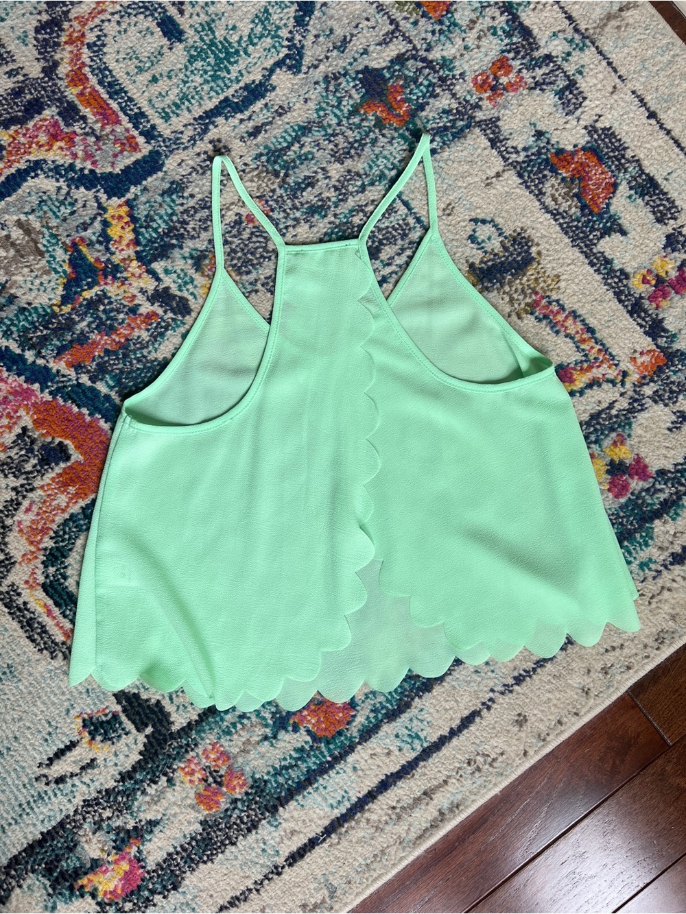 ASTR Mint Green Scalloped draped back Racerback Cami Tank Top Size S - Picture 4 of 9